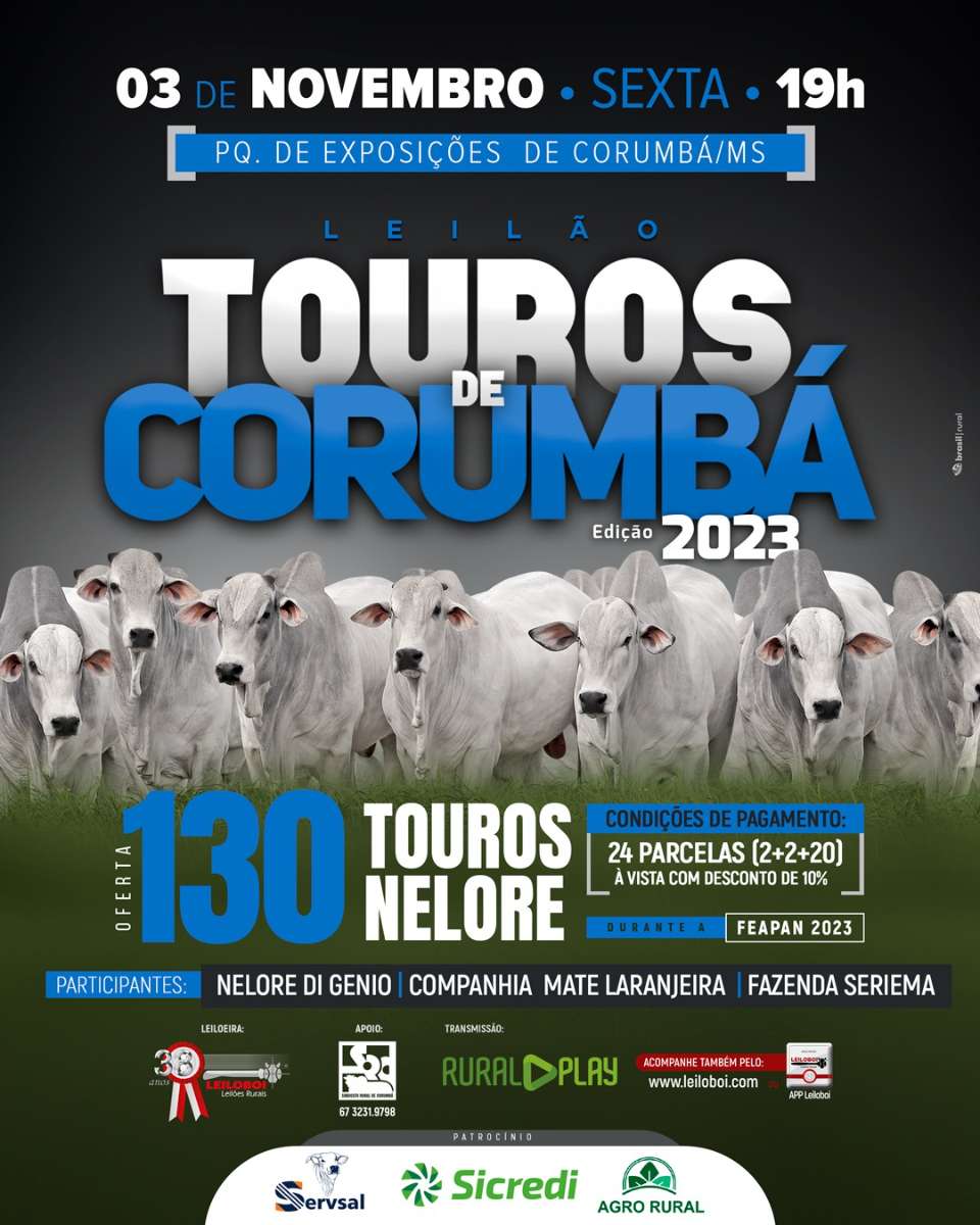 LEILÃO TOUROS CORUMBÁ/MS - FEAPAN 2023