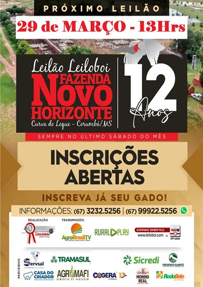 140º Leilão Leiloboi Fazenda Novo Horizonte